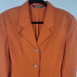 Laura Ashley Women Orange Button Front Blazer Jacket Career Size Medium